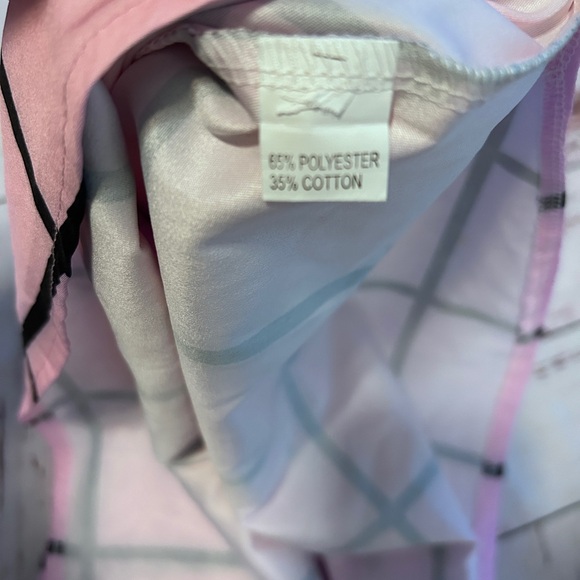 Zulily NWOT window pane oversized collared blouse with pocket - Picture 2 of 5